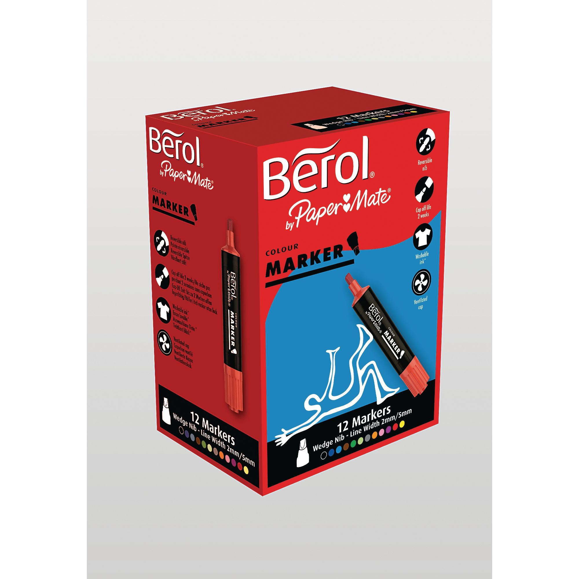 Berol Colour Markers - Chisel tip - Pack of 12